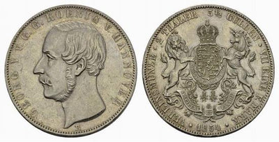 kosuke_dev ハノーバー 1854年B ゲオルグ5世 ダブルターレル銀貨 極美品