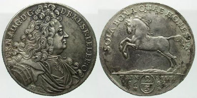 kosuke_dev ハノーバー 1694年 ブラウンシュヴァイク エルンスト・アウグスト 2/3ターレル銀貨 極美品