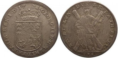 kosuke_dev ハノーバー 1738年 ブラウンシュヴァイク=カレンベルク ゲオルグ2世 ターレル銀貨 極美品-美品