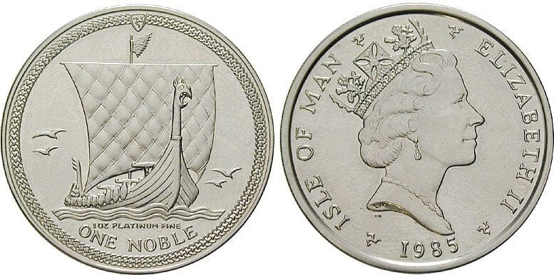 kosuke_dev マン島 エリザベス女王 1985年 ノーブル 銀貨 MS65-70