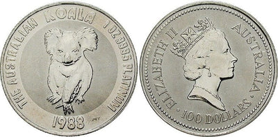 オーストラリア エリザベス女王 1988年 100ドル 銀貨 未使用