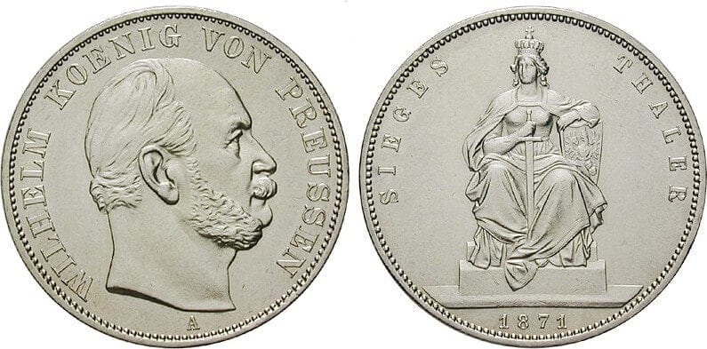 ブランデンブルク＝プロイセン ヴィルヘルム1世 1871年 ターラー（ターレル） 銀貨 極美品