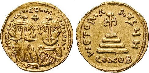 東ローマ帝国 コンスタンティノス ヘラクレイオス 629-631年 ソリドゥス 金貨 極美品
