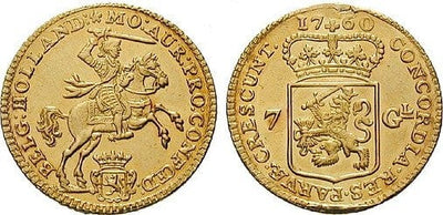 オランダ 1760年 7グルデン 金貨 極美品
