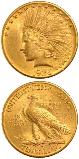 kosuke_dev アメリカ 1926年 インディアン フィラデルフィア 10ドル 金貨 準未使用