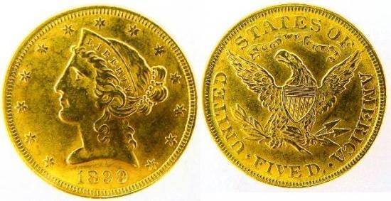 アメリカ 1899年 イーグル リバティ 5ドル 金貨 | アンティークコイン
