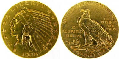 kosuke_dev アメリカ 1908年 インディアン 5ドル 金貨