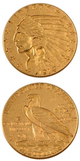 kosuke_dev アメリカ 1914年 インディアン フィラデルフィア 2.5ドル 金貨 美品