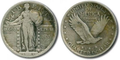 kosuke_dev アメリカ 1921年 リバティ クォータードル 1/4ドル 銀貨 美品-並品