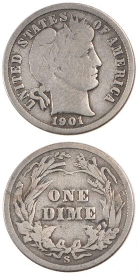 kosuke_dev アメリカ 1901年 リバティ サンフランシスコ 1ダイム 銀貨 並品