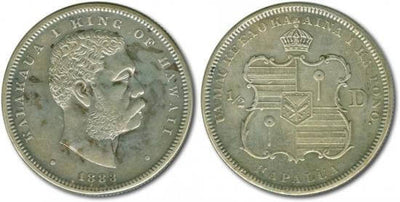 kosuke_dev アメリカ 1883年 ハワイ王国 カラカウア 1874-1891年 1/2ドル 銀貨 極美品