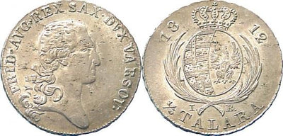 kosuke_dev ザクセン・アルベル フリードリヒ・アウグスト1世 1807-1815年 1/3ターレル 銀貨 未使用-極美品
