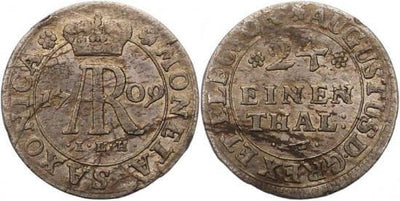 kosuke_dev ザクセン王国 フリードリヒ・アウグスト1世 1694-1733年 1709年 1/24ターレル 硬貨地板 美品+