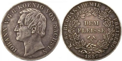 kosuke_dev ザクセン王国 ヨハン 1854-1873年 1857年B ダブルターレル 銀貨 美品