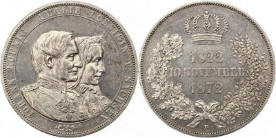kosuke_dev ザクセン王国 ヨハン 金婚式記念 1854-1873年 1872年 ダブルターレル 銀貨 美品