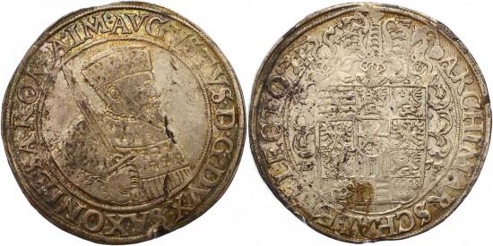 kosuke_dev ザクセン王国 ライン アウグスト 1553-1586年 1555年 ターレル 硬貨地板 美品