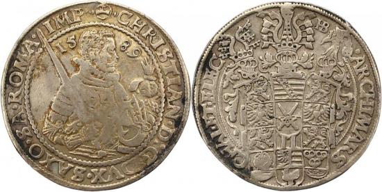 kosuke_dev ザクセン アルベルティン クリスティアン1世 1586-1591年 1589年 ターレル 銀貨 美品