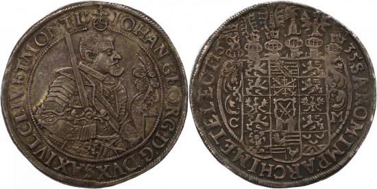 ザクセン アルベルティン ヨハン・ゲオルク1世 1615-1656年 1635年 ターレル 銀貨 極美品