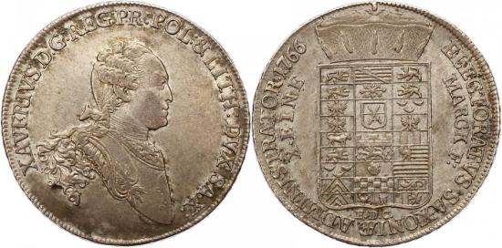 ザクセン フランツ・クサーヴァー・フォン・ザクセン 1763-1768年 1766年 ターレル 硬貨地板 極美品