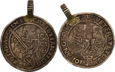 kosuke_dev ザクセン アルベルティン クリスティアン2世 ヨハン・ゲオルク1世 1610年 ダブルターレル 銀貨 美品