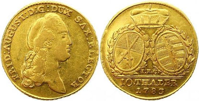 kosuke_dev ザクセン アルベルティン フリードリヒ・アウグスト3世 1763-1806年 1783年 10ターレル 金貨 美品+