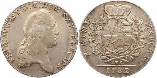 kosuke_dev ザクセン アルベルティン フリードリヒ・アウグスト3世 1763-1806年 1782年 ターレル 銀貨 未使用-極美品