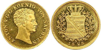 kosuke_dev ザクセン アルベルティン アントン 1827-1836年 1828年S ダカット金貨 未使用