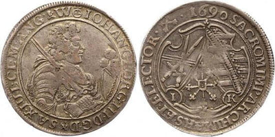 kosuke_dev ザクセン アルベルティン ヨハン・ゲオルク3世 1680-1691年 1690年 1/4ターレル 銀貨 極美品