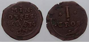 kosuke_dev ミンデン市 1634年 1ダイム 銅 硬貨地板 美品