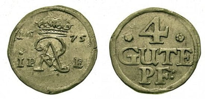 kosuke_dev ブランズウィック ルドルフ・アウグスト 1666-1685年 1675年 4ギュートペニー 銀貨 未使用-極美品