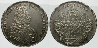 ブラウンシュヴァイク アントン・ウルリヒ 1704-1714年 1706年 ターレル 銀貨 未使用-極美品