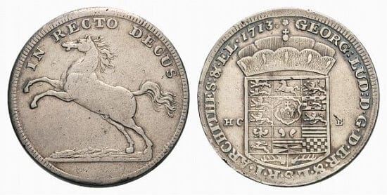 ブラウンシュヴァイク ハノーバー ゲオルク・ルートヴィヒ 1698-1714年 1713年 ターレル 銀貨 美品