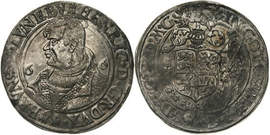ブラウンシュヴァイク ゴスラー ヘンリー・ヤンガー 1514-1568年 1566年 銀貨 極美品