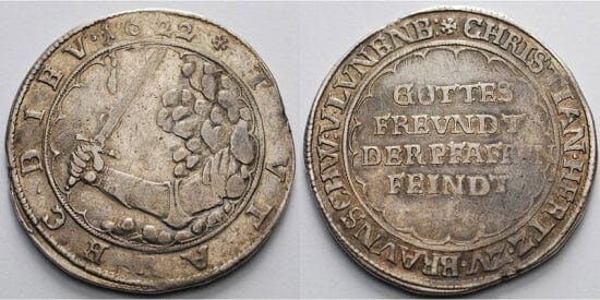 ドイツ パーダーボルン教区 1622年 ターレル 銀貨 美品