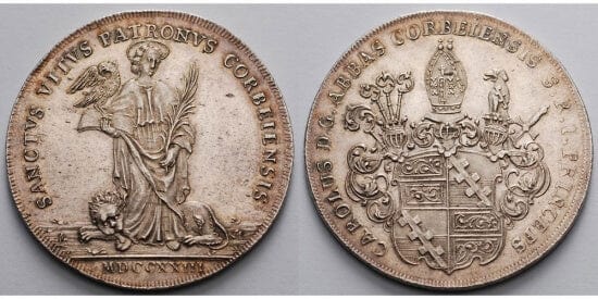 Corvey アビー Carl von Blittersdorf 1722-1737年 1723年 ターレル 銀貨 未使用-極美品