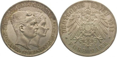 kosuke_dev ブラウンシュヴァイク エルンスト アウグスト 1913-1916年 1915年 5マルク 銀貨 未使用
