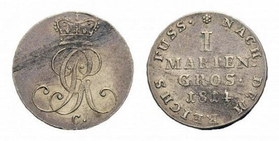 kosuke_dev ブラウンシュヴァイク ハノーバー ジョージ3世 1760-1820年 1814年C Marien ダイム 銀貨 極美品-美品