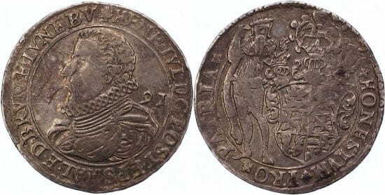 ブラウンシュヴァイク ハインリヒ・ユリウス 1589-1613年 1591年 ターレル 銀貨 美品+