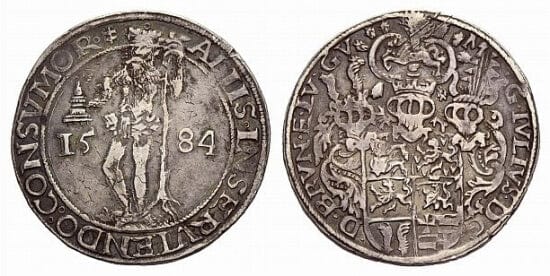 ブラウンシュヴァイク ユリウス・エルンスト 1568-1589年 1584年 リッチターレル 銀貨 ゴスラー 美品
