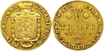 kosuke_dev ブラウンシュヴァイク カール 1815-1830年 1818年 5ターレル 金貨 極美品
