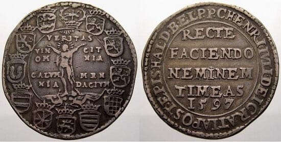 ブラウンシュヴァイク ハインリヒ・ユリウス 1589-1613年 1597年 ターレル 銀貨 美品+