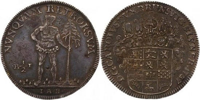 ブラウンシュヴァイク カール1世 1735-1780年 1737年 1/2ターレル 銀貨 美品