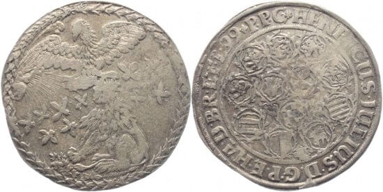 kosuke_dev ブラウンシュヴァイク ハインリヒ・ユリウス 1589-1613年 1599年 スズメバチ ターレル 銀貨 美品