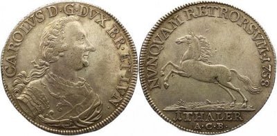 kosuke_dev ブラウンシュヴァイク カール1世 1735-1780年 1758年 ターレル 銀貨 美品+