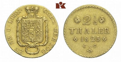 kosuke_dev ブラウンシュヴァイク カール2世 1815-1830年 1825年 2 1/2 ターレル 金貨 美品