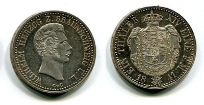 kosuke_dev ブラウンシュヴァイク ヴィルヘルム・ヘルツォーク 1831-1884年 1841年 ターレル 銀貨 極美品+