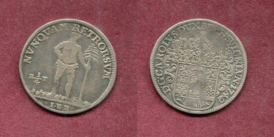 kosuke_dev ブラウンシュヴァイク カール1世 1735-1780年 1742年 1/4ターレル 銀貨 美品-並品