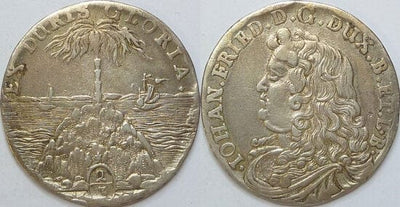 kosuke_dev ブラウンシュヴァイク ヨハン・フリードリヒ 1665-1679年 1677年 2/3 ターレル 銀貨 美品