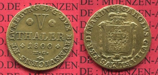 kosuke_dev ブラウンシュヴァイク カール・ヴィルヘルム・フェルディナント 1800年 5 ターレル 銀貨 美品
