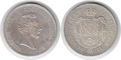 kosuke_dev ブラウンシュヴァイク アウグスト・ヴィルヘルム 1841年 ターレル 銀貨 未使用-極美品